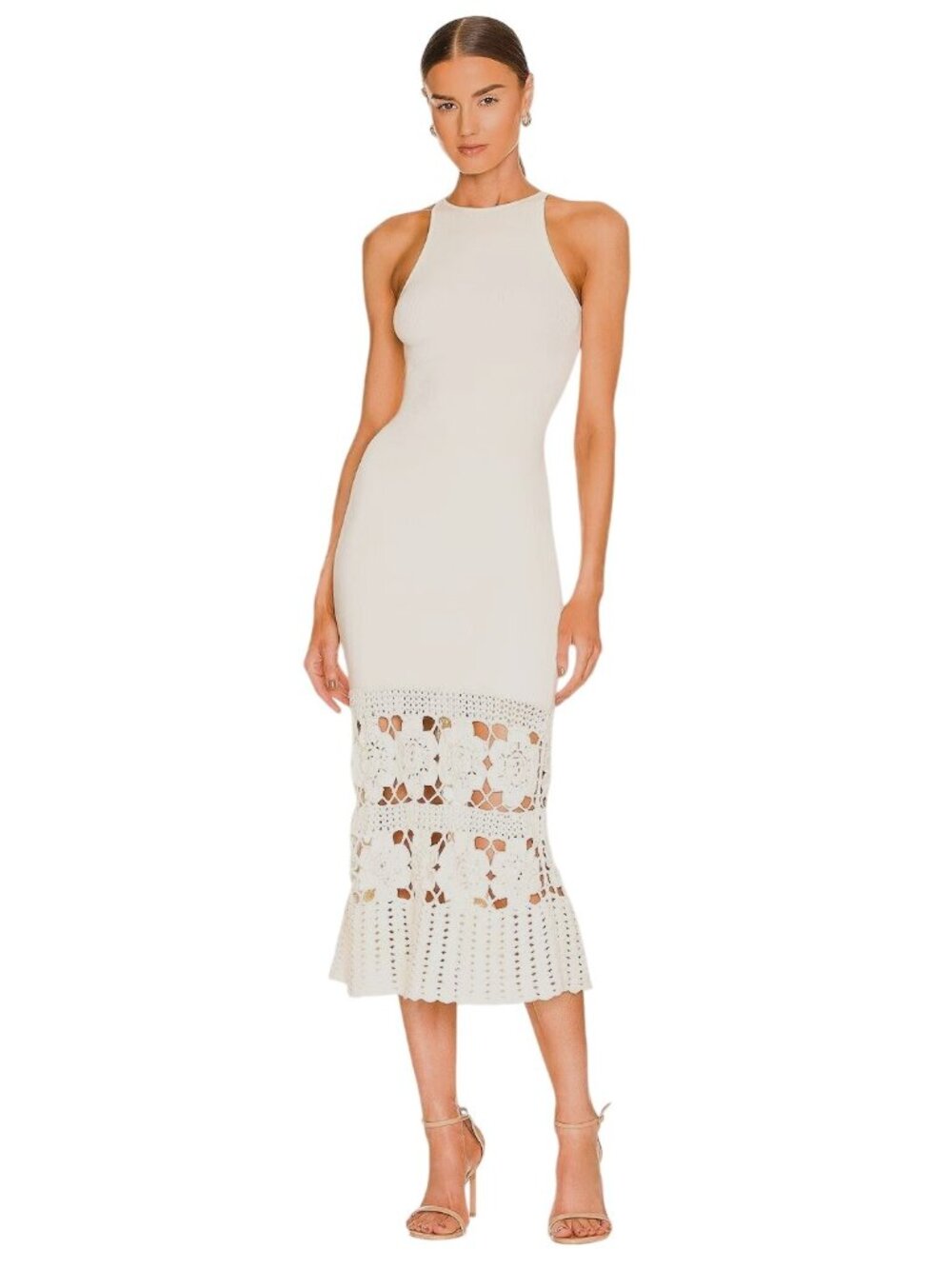 Tularosa Finley Crochet Midi Dress in Ivory Small New Womens Crochet Gown